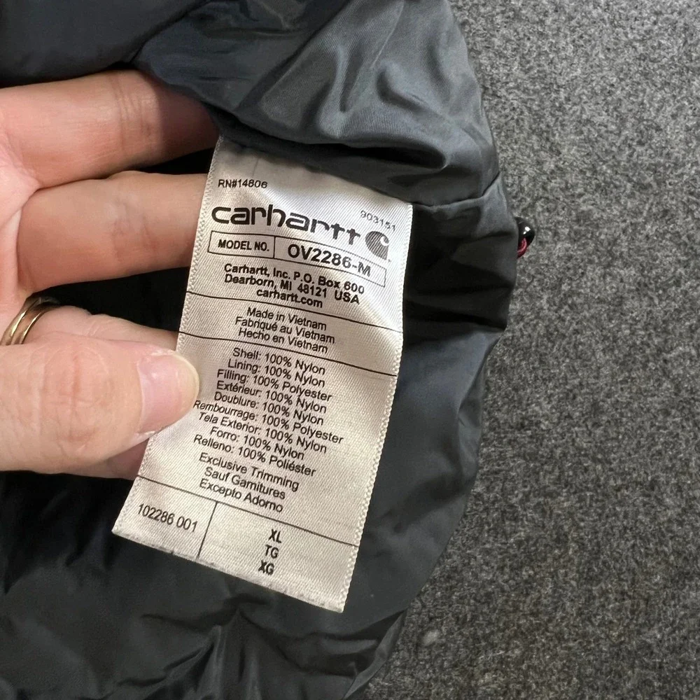 Carhartt Rain Defender Vest Mens XL Black Relaxed Fit Quilted Puffer OV2286-M